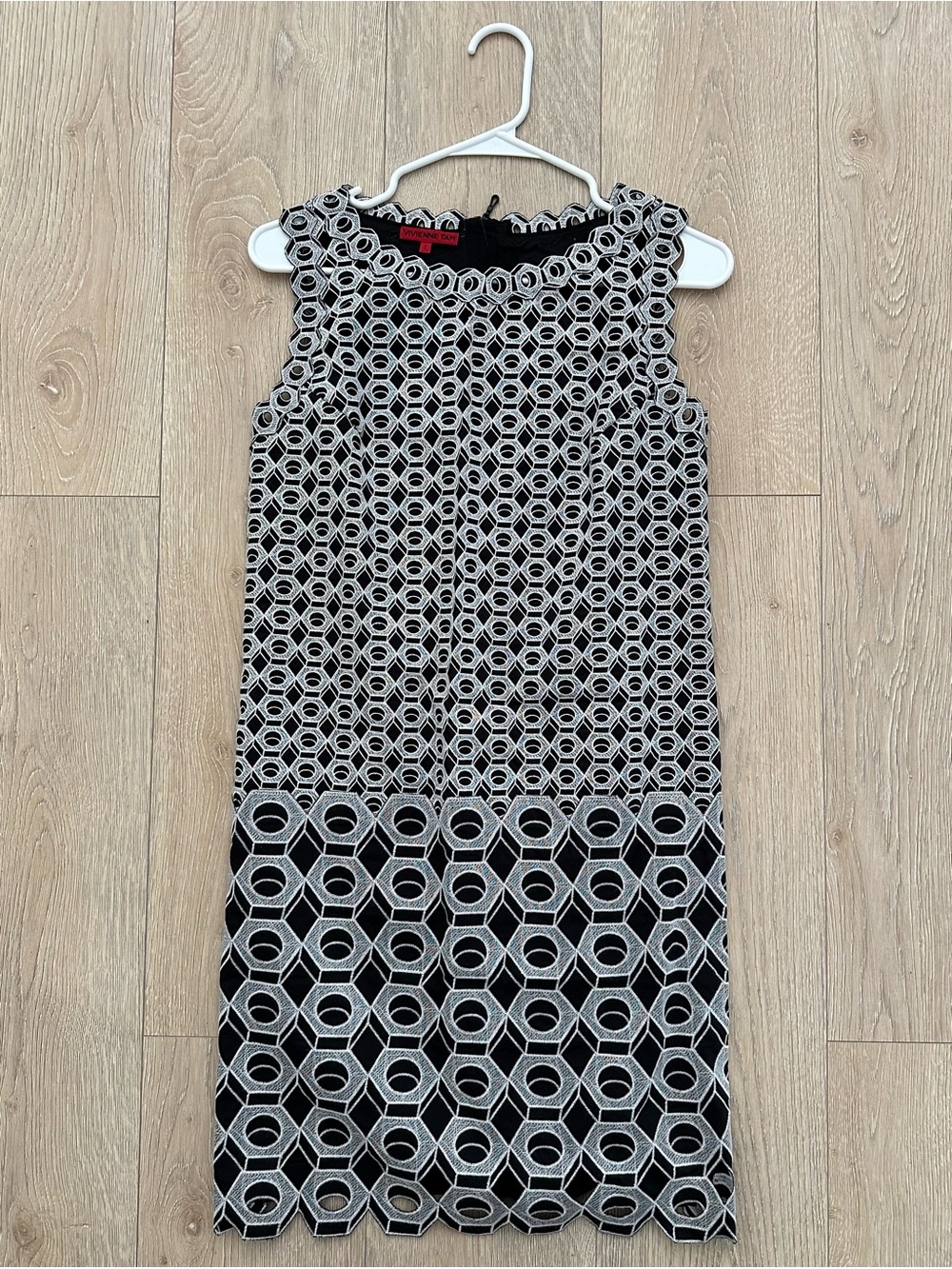 Vivienne Tam Black Dress with White Geometric Cutwork